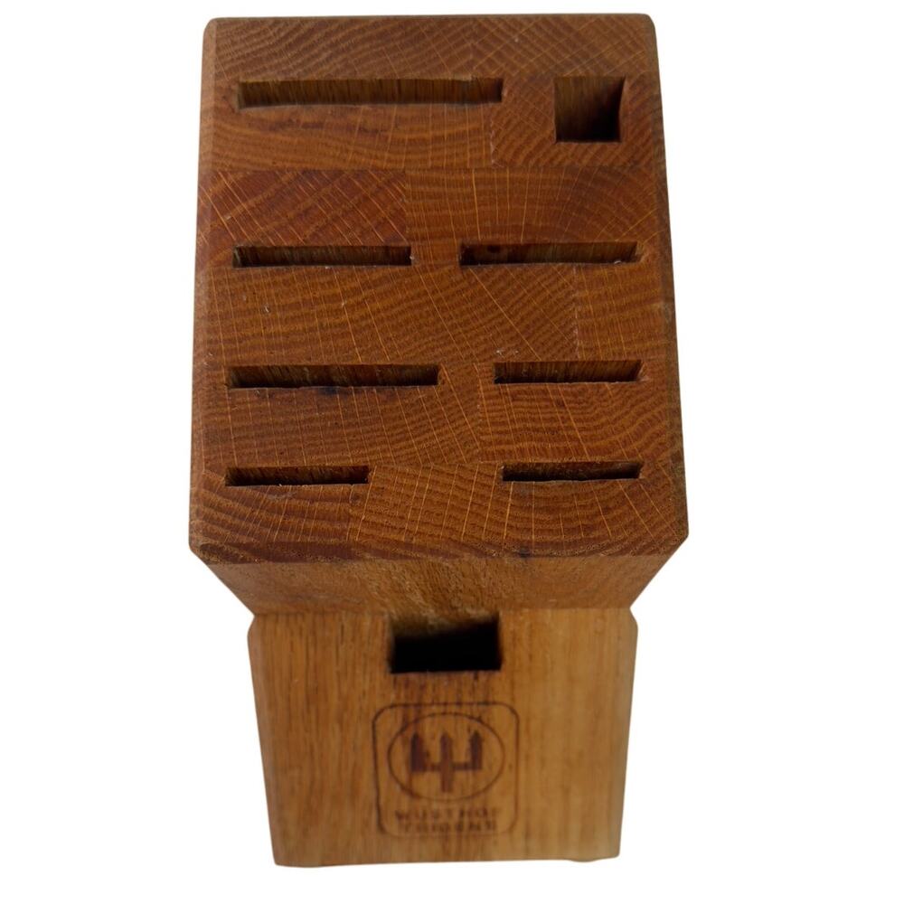 Wusthof Trident Logo Knife Block 9 Slot Wood Block‎ With Scissor Slot